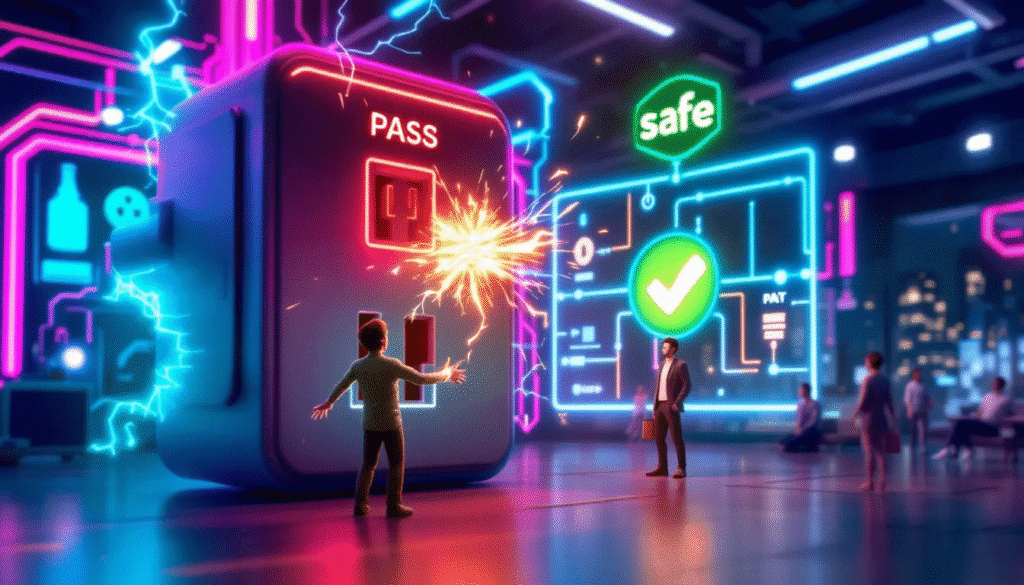 A visual representation of the importance of PAT testing for electrical safety.